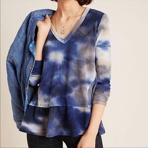 Anthropologie Eri + Ali Tie Dye Peplum Top NWT XS